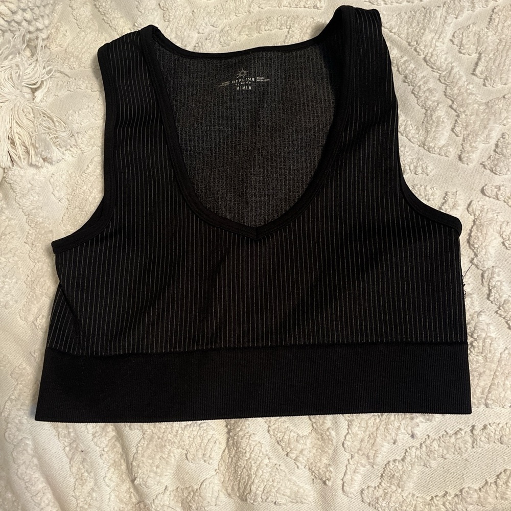 Aerie Black Ribbed Tank Top